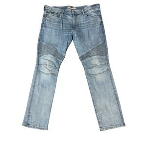 Express Jeans Mens 36x32 Blue Alec Super Skinny Fit Moto Denim Pants Zip Fly VTG